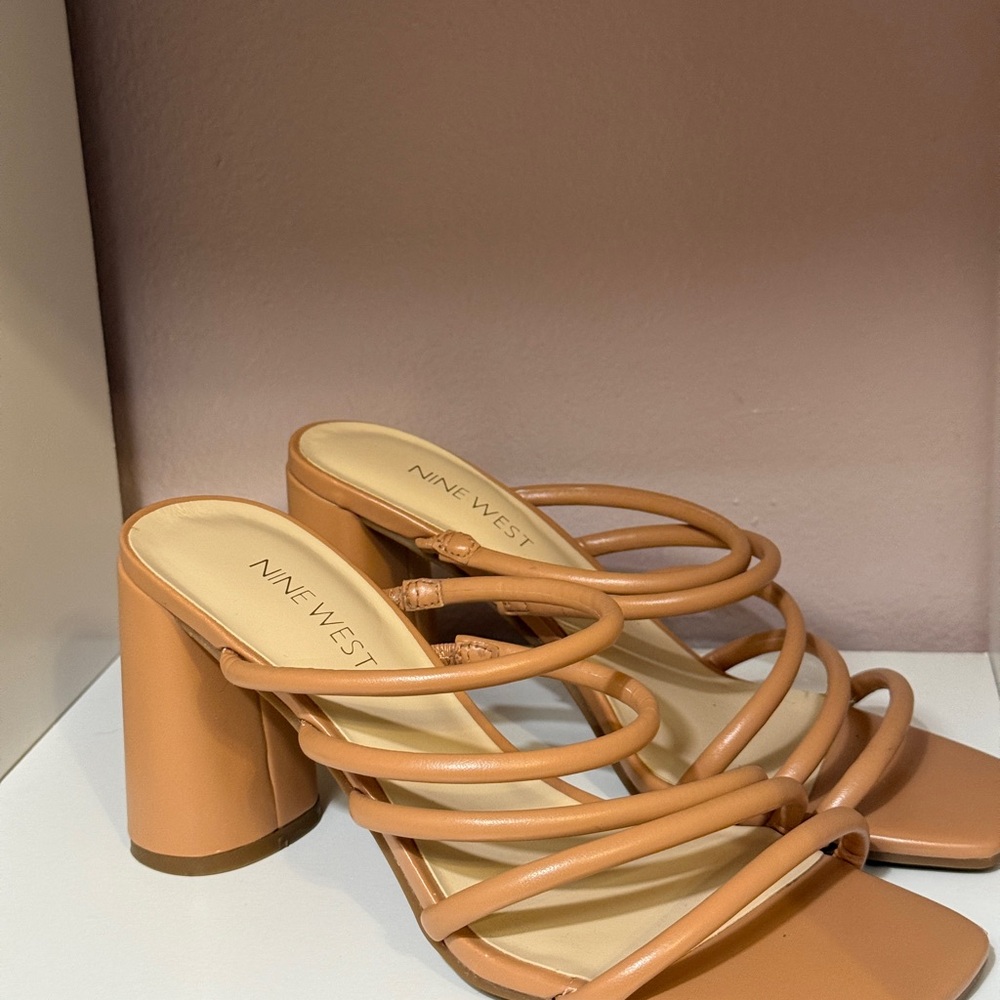 Nine West Tan Strappy Heeled Sandals